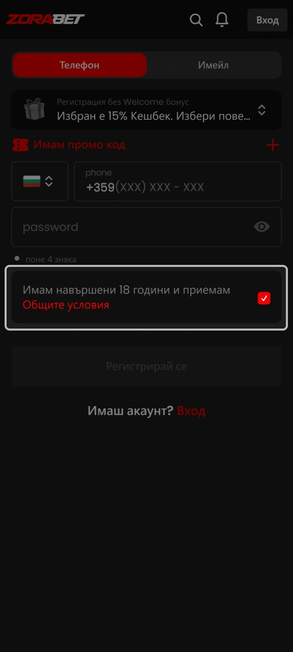 Запознайте се с правилата на платформата ZoraBet и ги приемете.